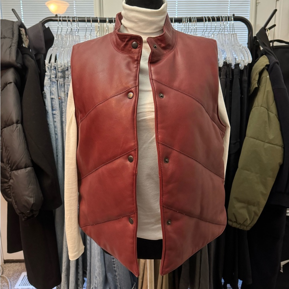 J crew leather vest